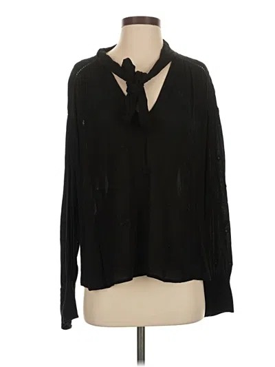 Pre-owned Free People Long Sleeve Blouse In Black