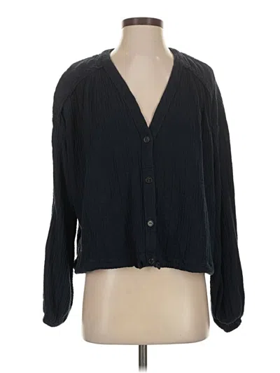 Pre-owned Free People Long Sleeve Blouse In Black