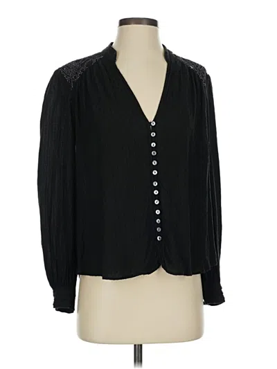 Pre-owned Free People Long Sleeve Blouse In Black