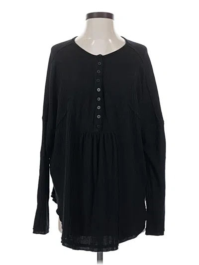 Pre-owned Free People Long Sleeve Blouse In Black