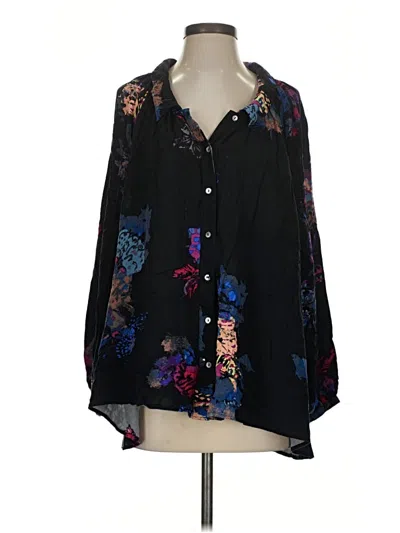 Pre-owned Free People Long Sleeve Blouse In Black