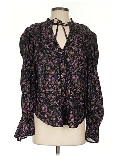 Pre-owned Free People Long Sleeve Blouse In Black