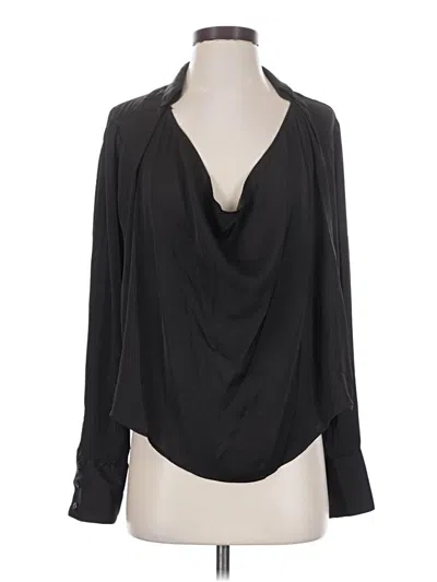 Pre-owned Free People Long Sleeve Blouse In Black