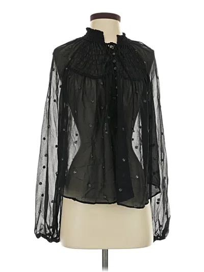 Pre-owned Free People Long Sleeve Blouse In Black