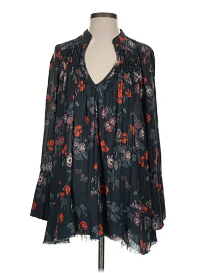 Pre-owned Free People Long Sleeve Blouse In Black