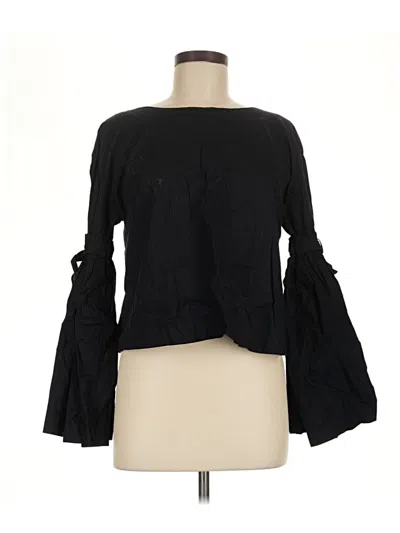Pre-owned Free People Long Sleeve Blouse In Black