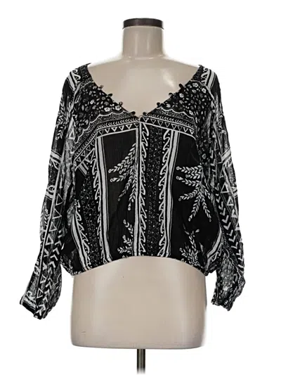 Pre-owned Free People Long Sleeve Blouse In Black