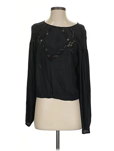 Pre-owned Free People Long Sleeve Blouse In Black