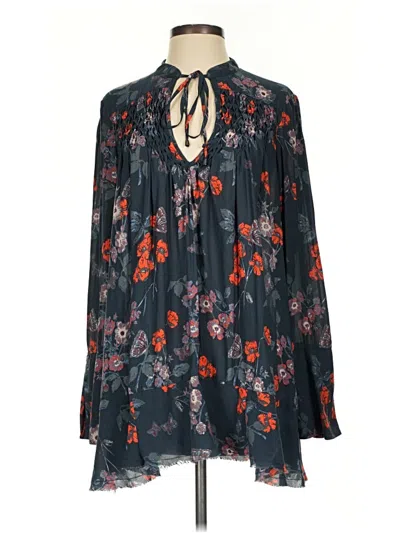 Pre-owned Free People Long Sleeve Blouse In Black