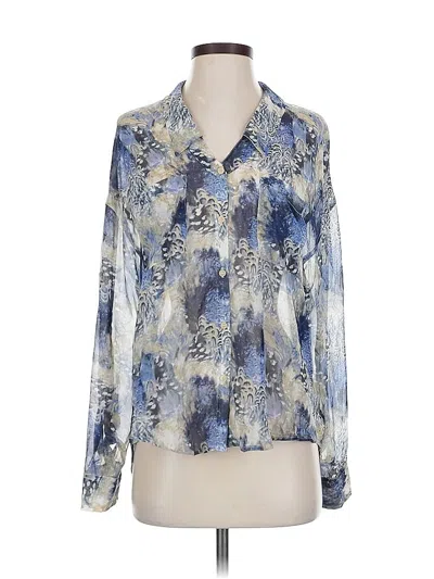 Pre-owned Free People Long Sleeve Blouse In Blue