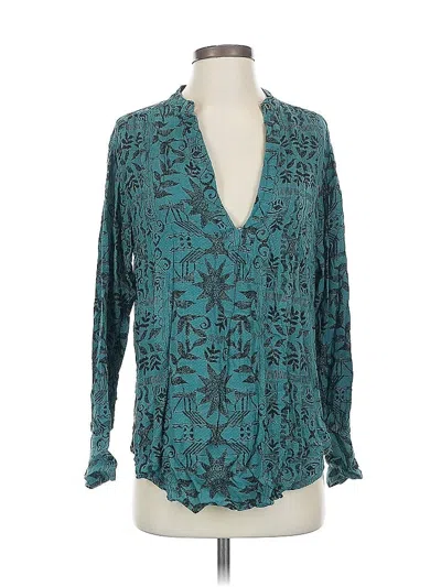 Pre-owned Free People Long Sleeve Blouse In Blue