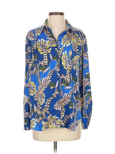 Pre-owned Free People Long Sleeve Blouse In Blue