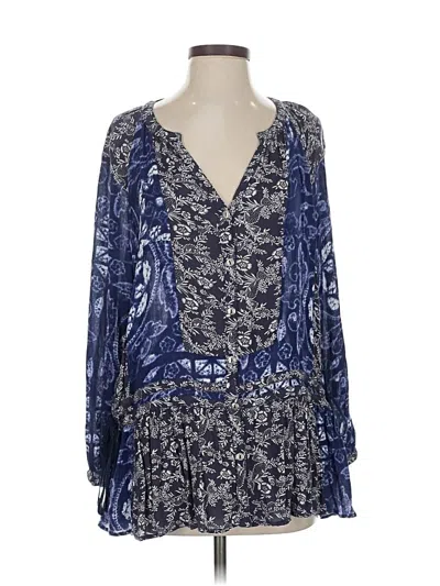 Pre-owned Free People Long Sleeve Blouse In Blue