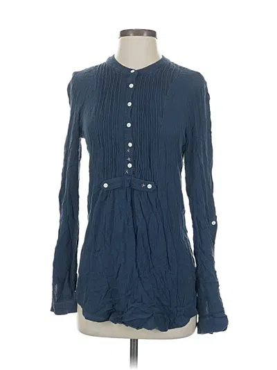 Pre-owned Free People Long Sleeve Blouse In Blue