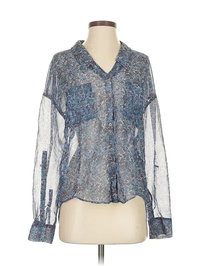 Pre-owned Free People Long Sleeve Blouse In Blue