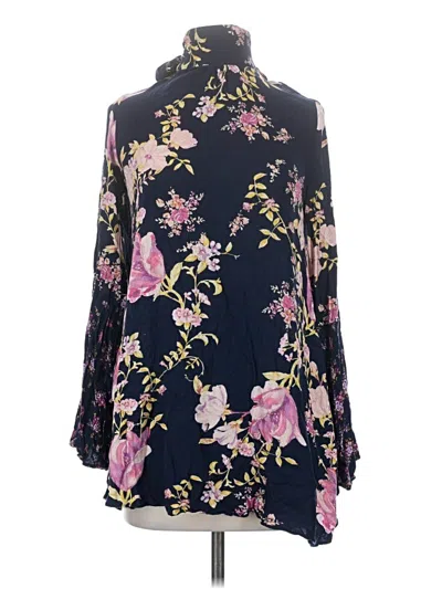 Pre-owned Free People Long Sleeve Blouse In Blue