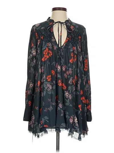 Pre-owned Free People Long Sleeve Blouse In Blue