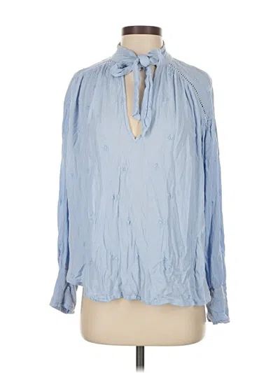 Pre-owned Free People Long Sleeve Blouse In Blue