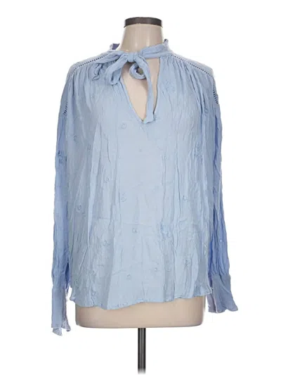 Pre-owned Free People Long Sleeve Blouse In Blue