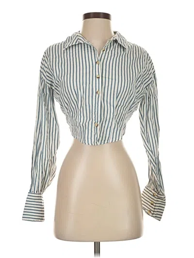 Pre-owned Free People Long Sleeve Blouse In Blue
