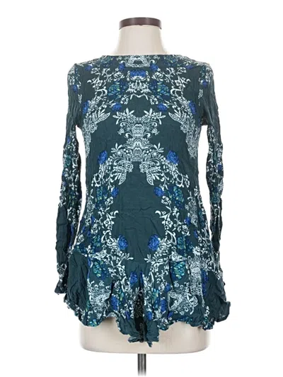 Pre-owned Free People Long Sleeve Blouse In Blue