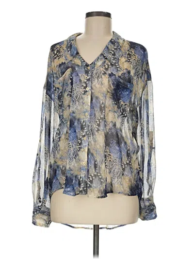 Pre-owned Free People Long Sleeve Blouse In Blue