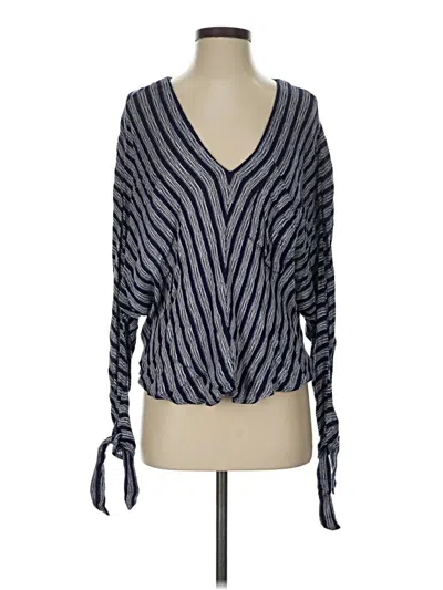 Pre-owned Free People Long Sleeve Blouse In Blue