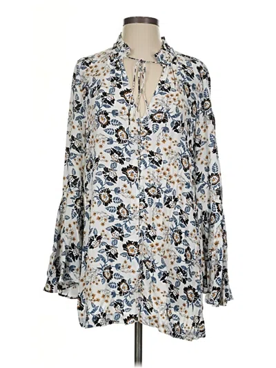 Pre-owned Free People Long Sleeve Blouse In Blue