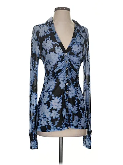 Pre-owned Free People Long Sleeve Blouse In Blue