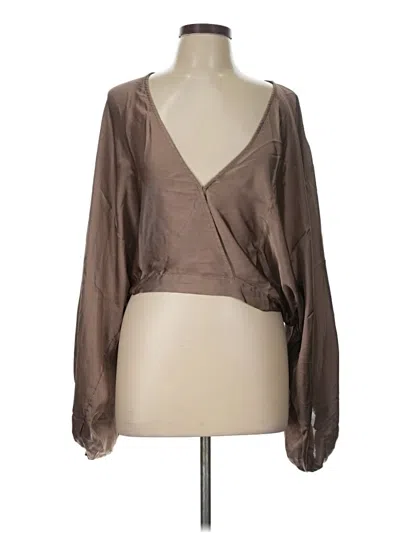 Pre-owned Free People Long Sleeve Blouse In Brown
