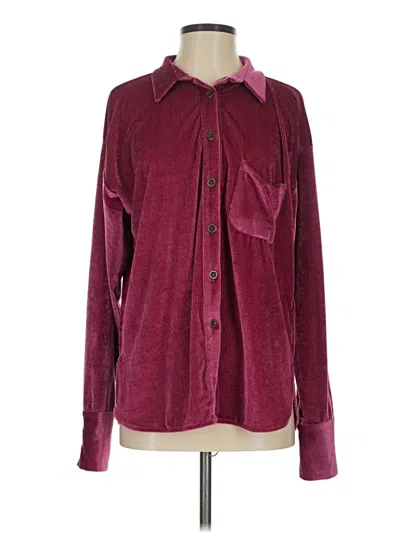 Pre-owned Free People Long Sleeve Blouse In Burgundy