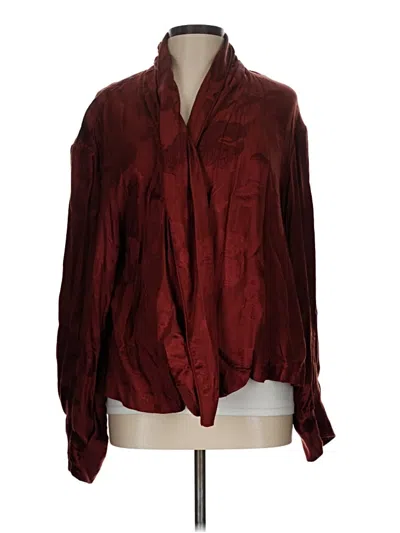 Pre-owned Free People Long Sleeve Blouse In Burgundy