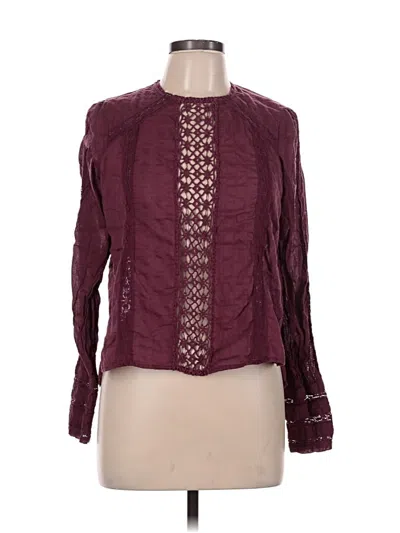 Pre-owned Free People Long Sleeve Blouse In Burgundy