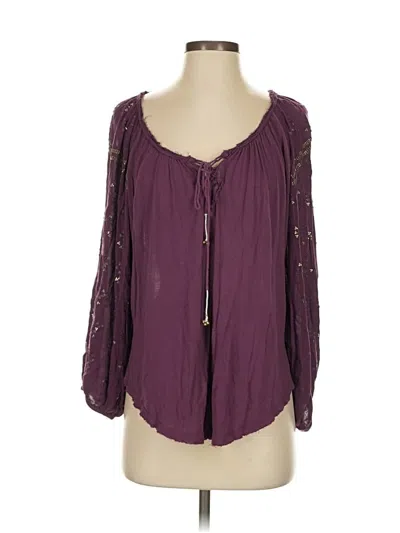 Pre-owned Free People Long Sleeve Blouse In Burgundy