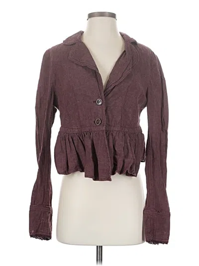 Pre-owned Free People Long Sleeve Blouse In Burgundy