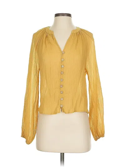 Pre-owned Free People Long Sleeve Blouse In Gold