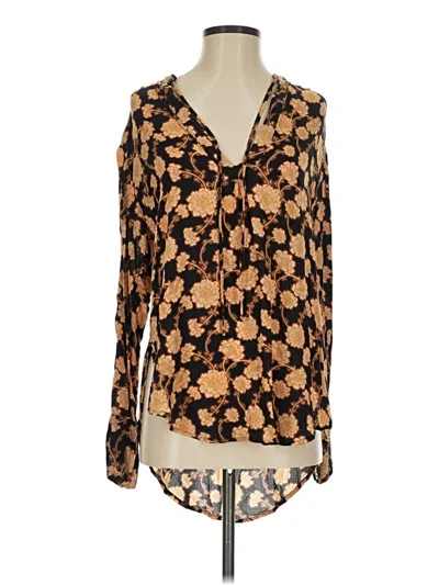 Pre-owned Free People Long Sleeve Blouse In Gold