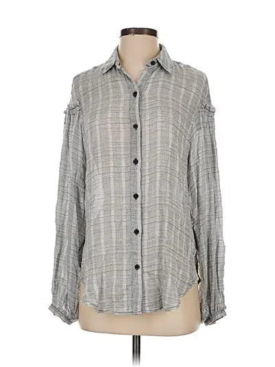 Pre-owned Free People Long Sleeve Blouse In Gray