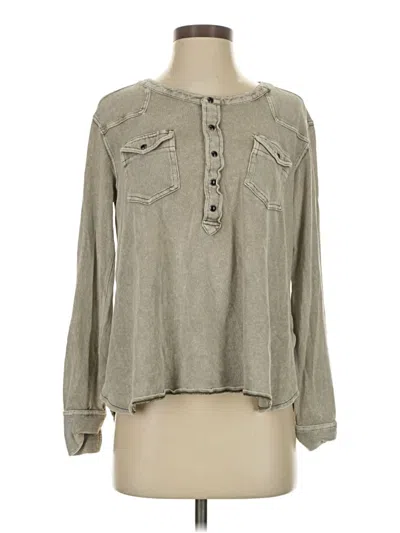 Pre-owned Free People Long Sleeve Blouse In Gray