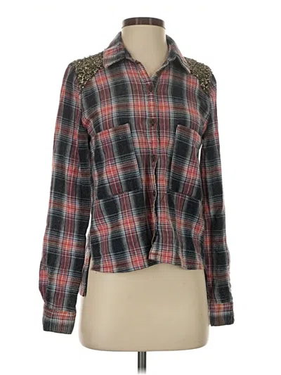Pre-owned Free People Long Sleeve Blouse In Gray