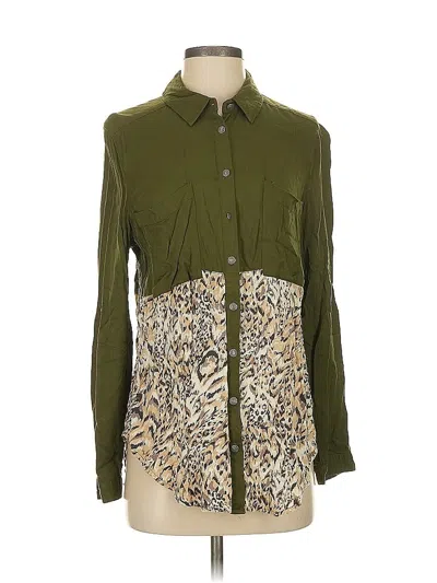 Pre-owned Free People Long Sleeve Blouse In Green