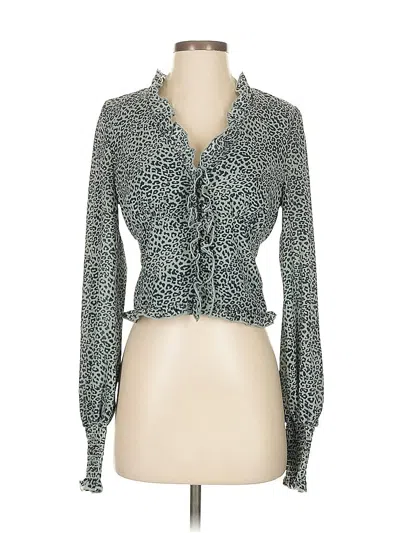 Pre-owned Free People Long Sleeve Blouse In Green