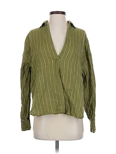 Pre-owned Free People Long Sleeve Blouse In Green