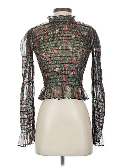 Pre-owned Free People Long Sleeve Blouse In Green