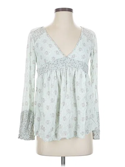 Pre-owned Free People Long Sleeve Blouse In Green