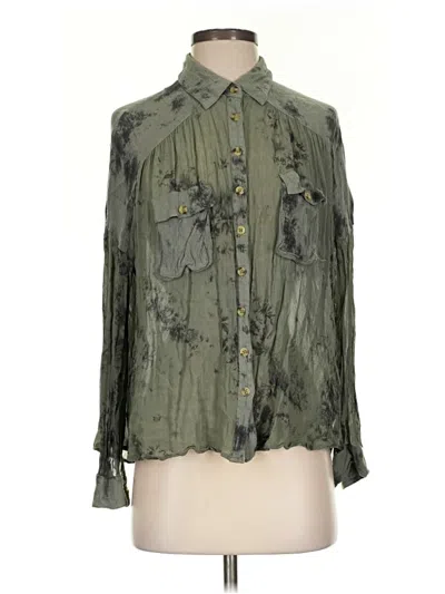 Pre-owned Free People Long Sleeve Blouse In Green