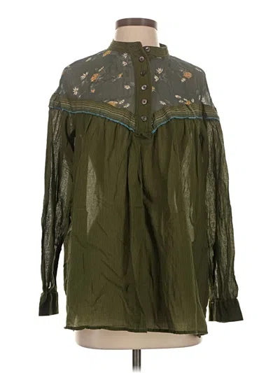 Pre-owned Free People Long Sleeve Blouse In Green