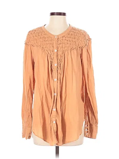 Pre-owned Free People Long Sleeve Blouse In Orange