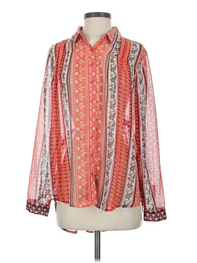 Pre-owned Free People Long Sleeve Blouse In Orange