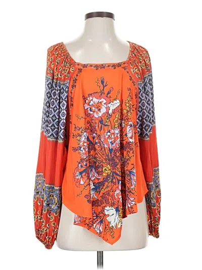 Pre-owned Free People Long Sleeve Blouse In Orange